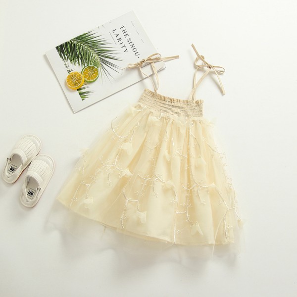 E Wen foreign trade children's wear 2020 summer new girls' suspender skirt three dimensional flower princess dress 1837