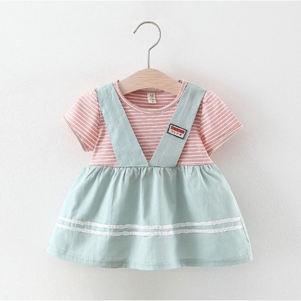 EW foreign trade children's clothing 2020 summer new striped strap fake two baby girl skirts 1954