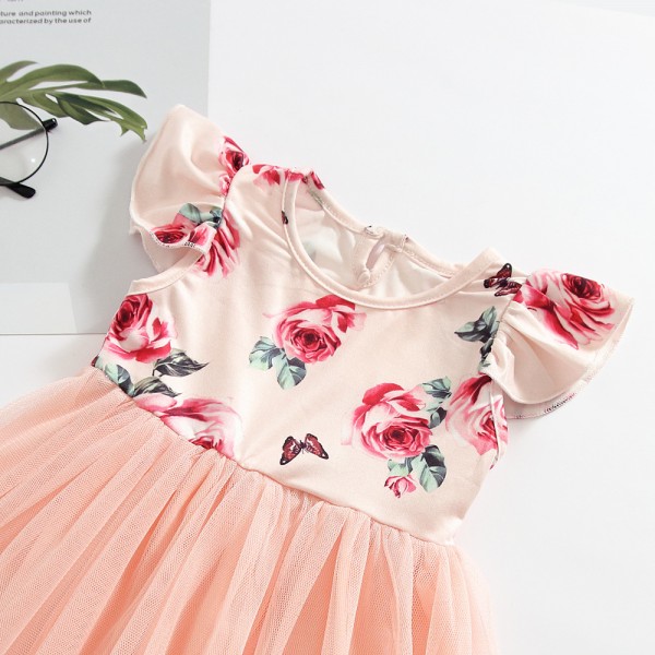 EW foreign trade children's clothing 2020 summer new Euro American girl flower princess skirt baby girl lovely dress