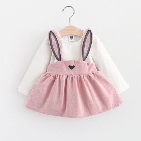 EW foreign trade children's wear fall 2020 children's new dress love long ear strap dress R01