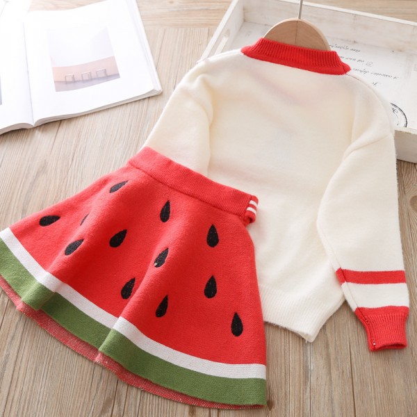 EW foreign trade children's dress 2020 spring and autumn cartoon watermelon wool skirt two piece set tz015