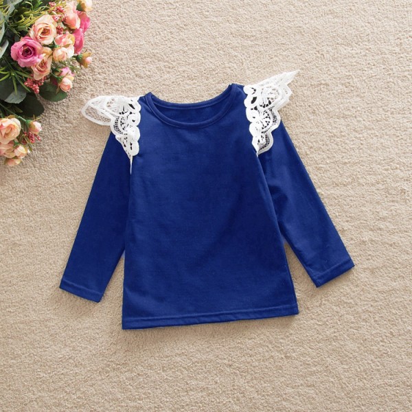 Foreign trade children's wear in Europe and America autumn girls Lace Long Sleeve T-shirt tx12