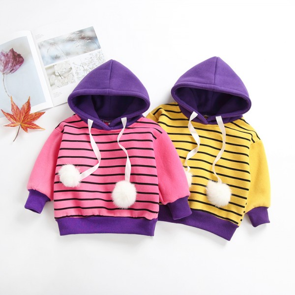 1.3ew foreign trade children's clothing autumn and winter 2018 Korean version new men's and women's color matching stripe thickened fleece sweater 1813