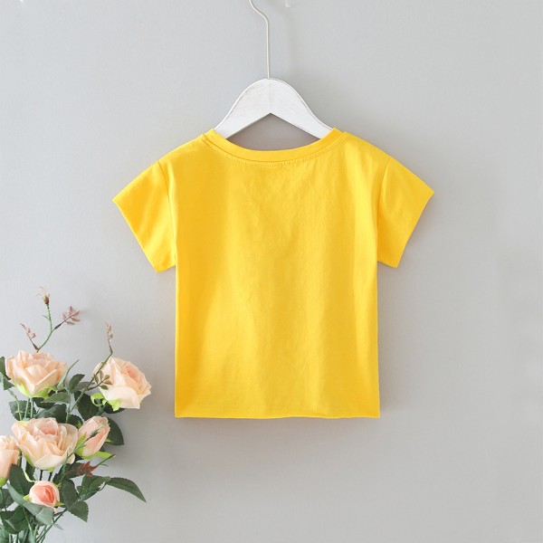 EW foreign trade children's clothing 2020 summer new girl cute cat design letter printed T-shirt T25