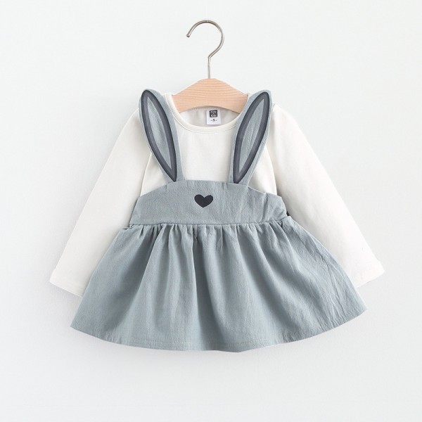 EW foreign trade children's wear fall 2020 children's new dress love long ear strap dress R01