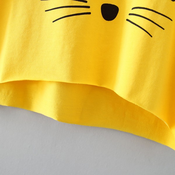 EW foreign trade children's clothing 2020 summer new girl cute cat design letter printed T-shirt T25