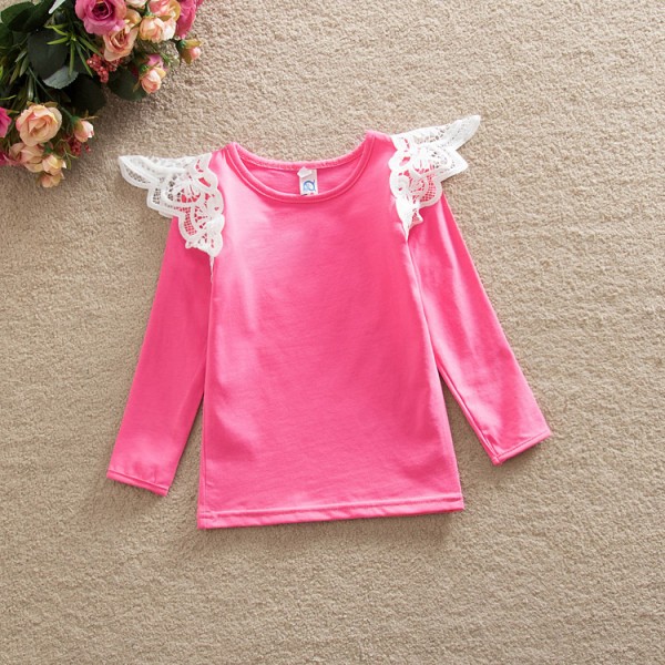 Foreign trade children's wear in Europe and America autumn girls Lace Long Sleeve T-shirt tx12