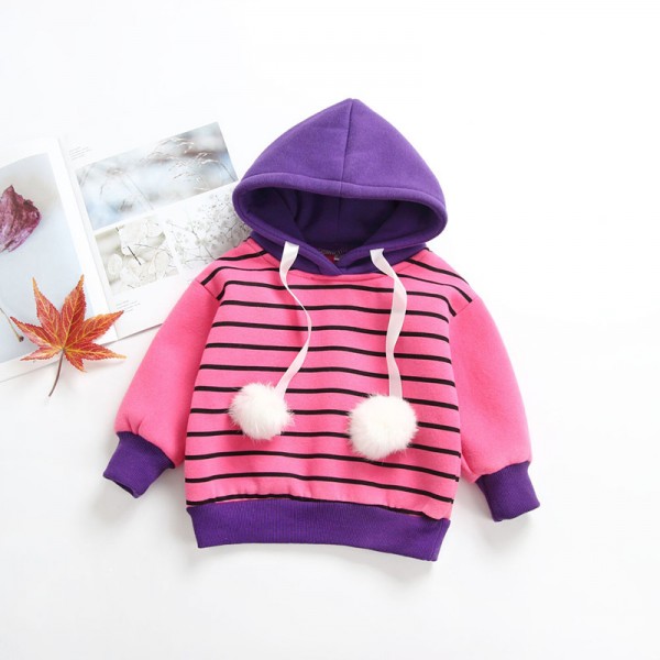 1.3ew foreign trade children's clothing autumn and winter 2018 Korean version new men's and women's color matching stripe thickened fleece sweater 1813