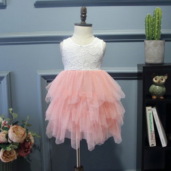 A hair substitute children's dress 2020 summer Europe beautiful girl sweet lace princess skirt cake skirt 1848