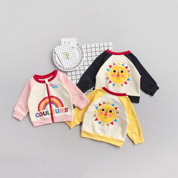 1.1 generation of foreign trade children's clothing 2020 autumn new rainbow baby knitted cardigan jacket 1871