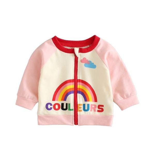 1.1 generation of foreign trade children's clothing 2020 autumn new rainbow baby knitted cardigan jacket 1871