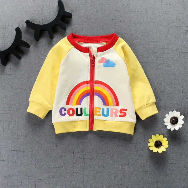 1.1 generation of foreign trade children's clothing 2020 autumn new rainbow baby knitted cardigan jacket 1871