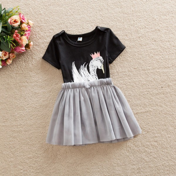 0.45ew European and American children's clothing new Swan one-piece baby clothing triangle climbing suit children's skirt K22