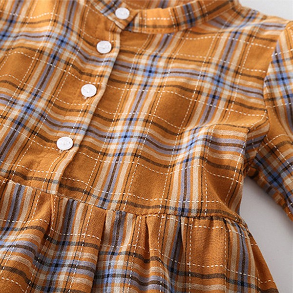 EW foreign trade children's clothing autumn 2020 new Korean version new fashion children's skirt Plaid Long Sleeve Dress