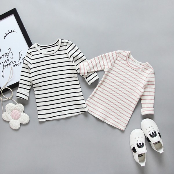 One hair generation children's clothing 2020 spring new girl's suit Korean stripe T-shirt wide leg pants two piece set T03