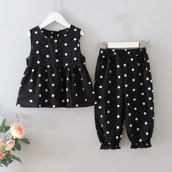 EW foreign trade children's summer new suit 2020 girls' Polka Dot sleeveless bloomers cute two piece set tz15