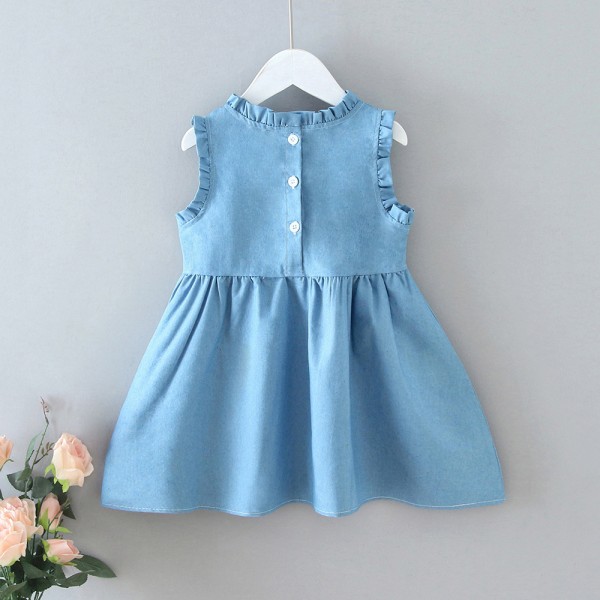 EW foreign trade children's clothing 2020 summer new Korean children's lovely princess kitten embroidery denim skirt q155