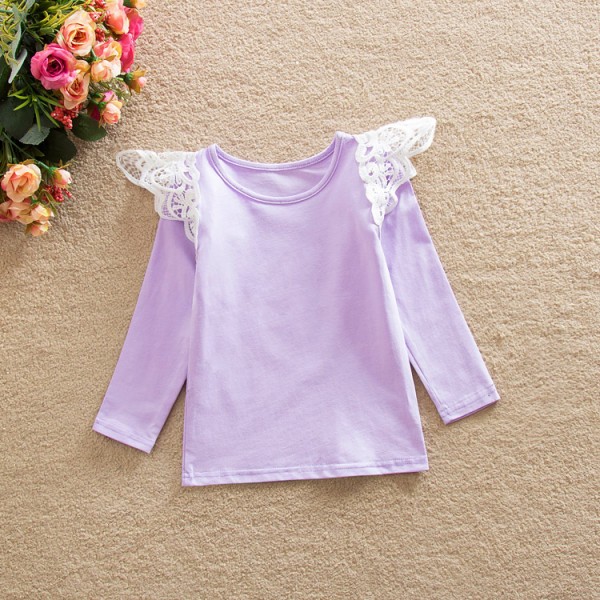 Foreign trade children's wear in Europe and America autumn girls Lace Long Sleeve T-shirt tx12