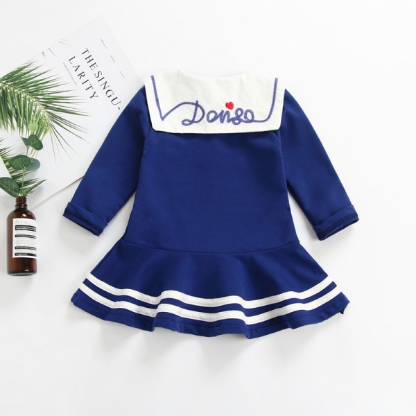 0.6ew foreign trade children's wear 2020 spring new girl's College Style Embroidered spring and autumn dress 1918