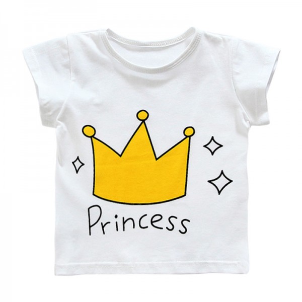 EW foreign trade children's clothing 2019 summer new T-shirt little crown girl short sleeve t197