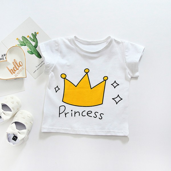 EW foreign trade children's clothing 2019 summer new T-shirt little crown girl short sleeve t197