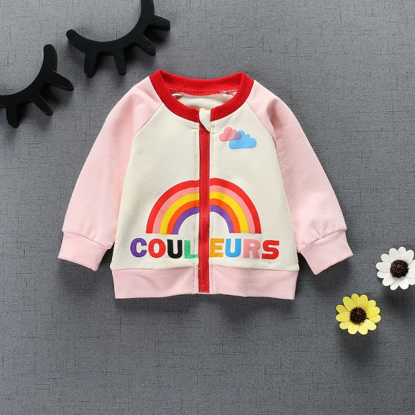 1.1 generation of foreign trade children's clothing 2020 autumn new rainbow baby knitted cardigan jacket 1871