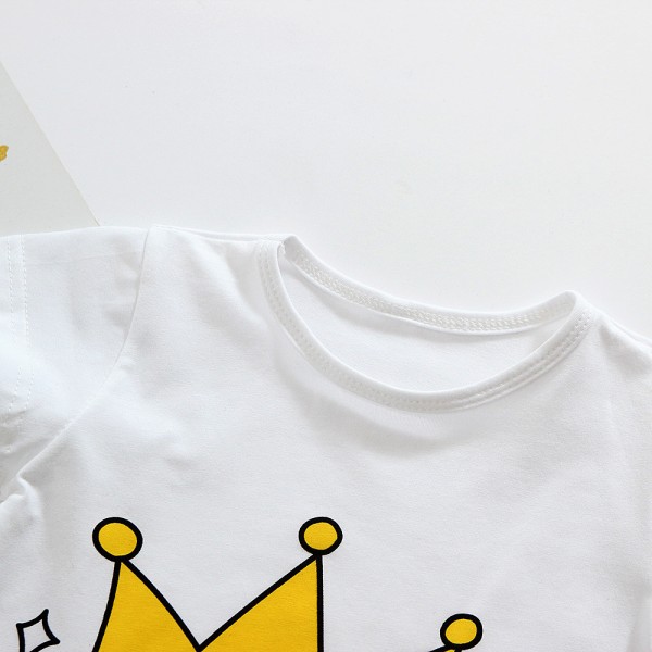 EW foreign trade children's clothing 2019 summer new T-shirt little crown girl short sleeve t197