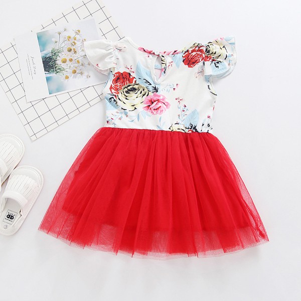 Ew children's clothing 2020 summer new cross border Euro American Girl Flower Princess Dress Baby Dress 1924