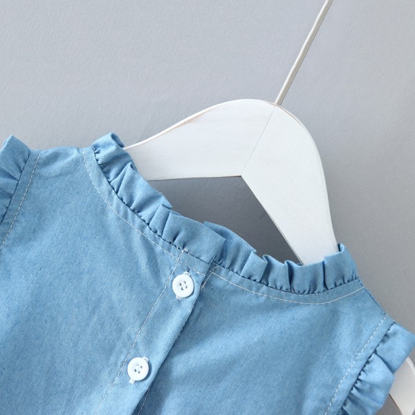 EW foreign trade children's clothing 2020 summer new Korean children's lovely princess kitten embroidery denim skirt q155