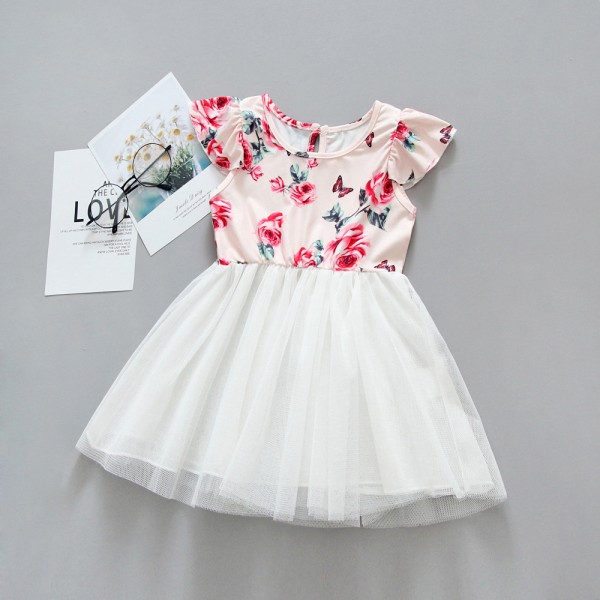 EW foreign trade children's clothing 2020 summer new Euro American girl flower princess skirt baby girl lovely dress