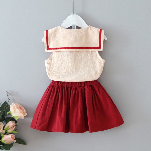 EW foreign trade children's clothing 2020 summer new Korean sleeveless single breasted foreign style short skirt set tz66