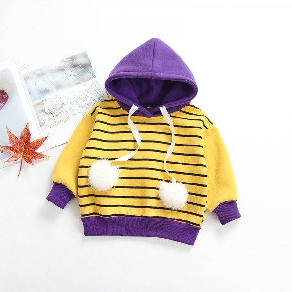 1.3ew foreign trade children's clothing autumn and winter 2018 Korean version new men's and women's color matching stripe thickened fleece sweater 1813