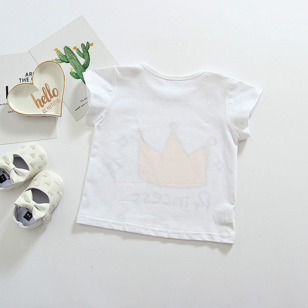 EW foreign trade children's clothing 2019 summer new T-shirt little crown girl short sleeve t197