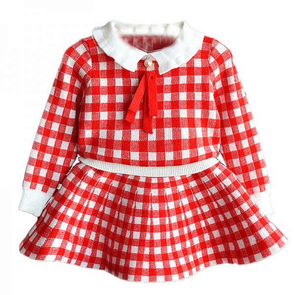 EW foreign trade children's clothing girls' 2020 spring and autumn Plaid short skirt two piece doll collar lady suit tz011
