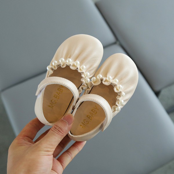 Lady princess shoes 2021 summer fashion Velcro soft bottom Doudou shoes Korean style pearl single shoes small leather shoes