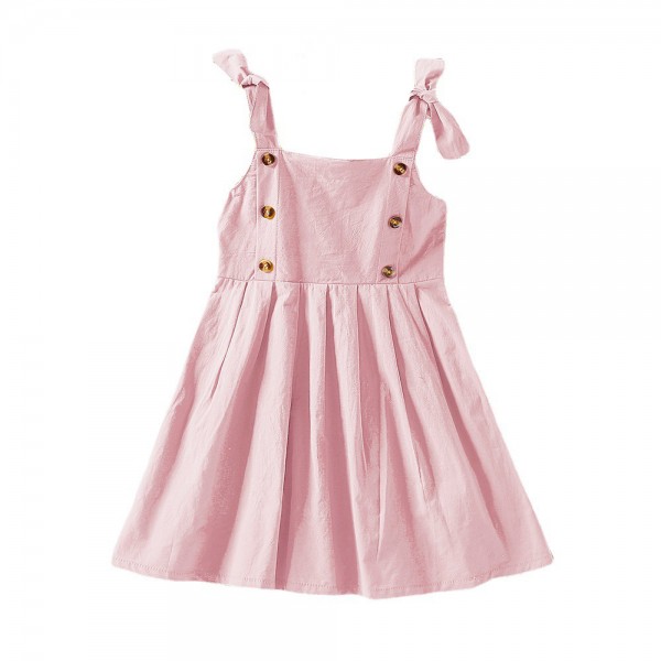 EW foreign trade children's wear 2021 summer new girls' lovely bow sling casual dress q635-1