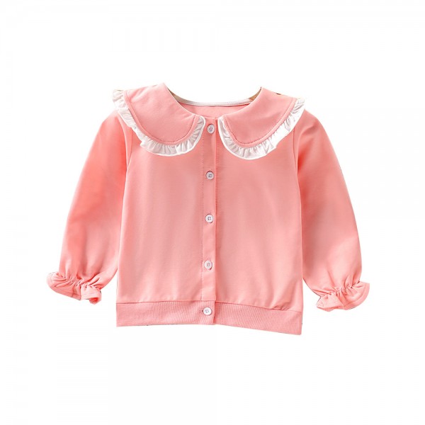 EW foreign trade children's wear 2021 autumn new baby girl doll Lapel lace rabbit ear long sleeve top wt13