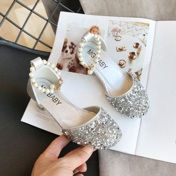 Girls' princess shoes Korean children's crystal shoes 2020 new high heel single shoes