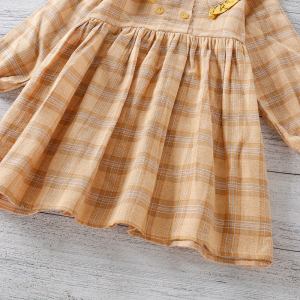 EW foreign trade children's wear: new autumn girls' big Lapel Long Sleeve Plaid Dress q503-537