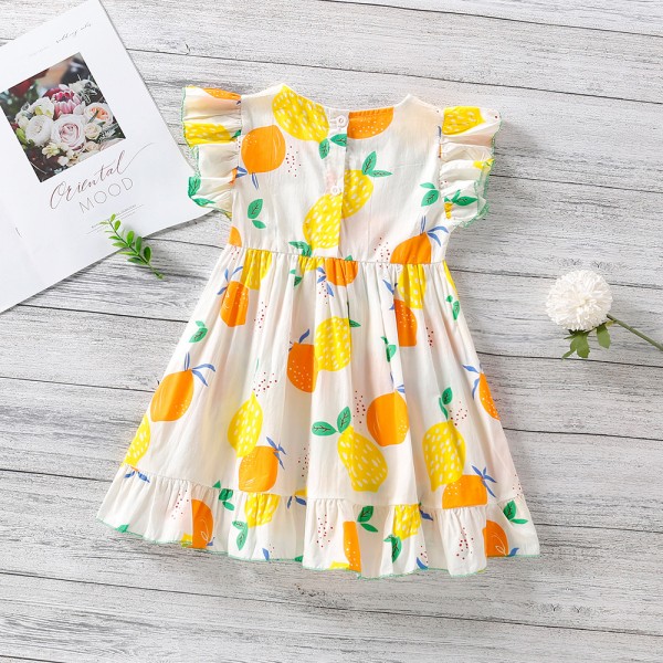 EW foreign trade children's wear 2021 summer new girl's fruit print dress q693