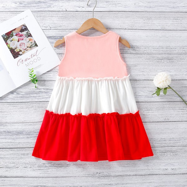 EW foreign trade children's clothing 2021 summer Korean girls cartoon vest splicing dress q648