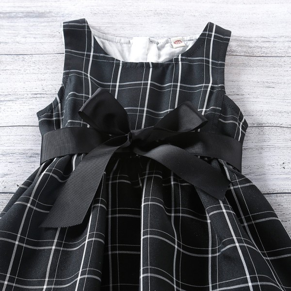 EW foreign trade children's wear 2021 summer new girls bow vest Plaid Dress q698