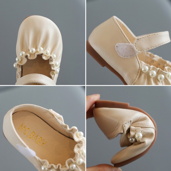 Lady princess shoes 2021 summer fashion Velcro soft bottom Doudou shoes Korean style pearl single shoes small leather shoes