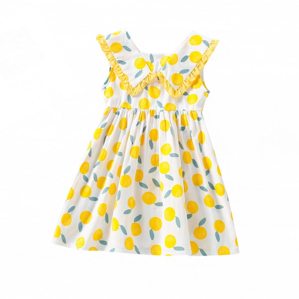 EW foreign trade children's clothing 2021 summer new girls' Lemon print vest princess skirt q639