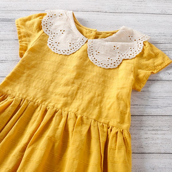 EW foreign trade children's wear 2021 summer girls' skirt cute baby collar short sleeve dress q309