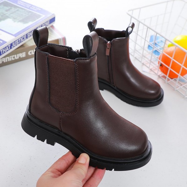 Spot Zhenyi 2020 winter women's leather casual shoes Velcro single boots antiskid children's leather boots origin source