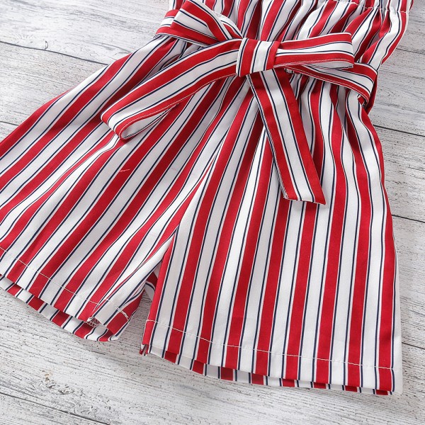 EW foreign trade children's wear 2021 summer new girls' striped suspender BOW BELT Jumpsuit K116