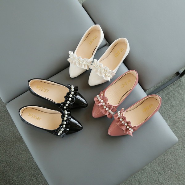 Girls' shoes spring and summer new pointed retro p...