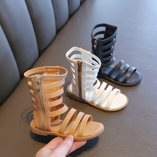 2021 summer new Korean version hollowed out children's ROMAN SANDALS open toe fashion high top cool boots strap small and medium sized children's shoes