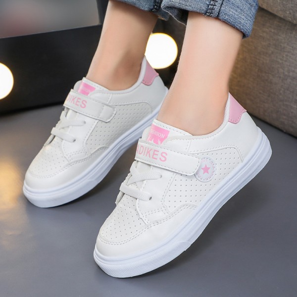 Zhenyi autumn 2020 neutral artificial Pu leisure children's sports shoes Velcro breathable small white shoes wholesale